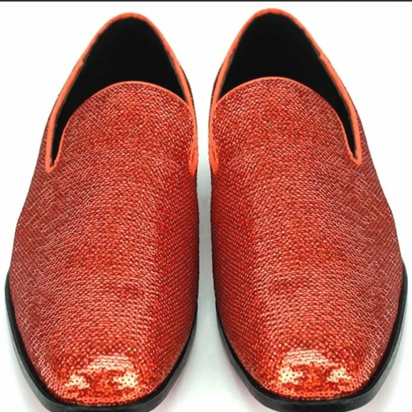 Mens Loafers Orange with Sequins